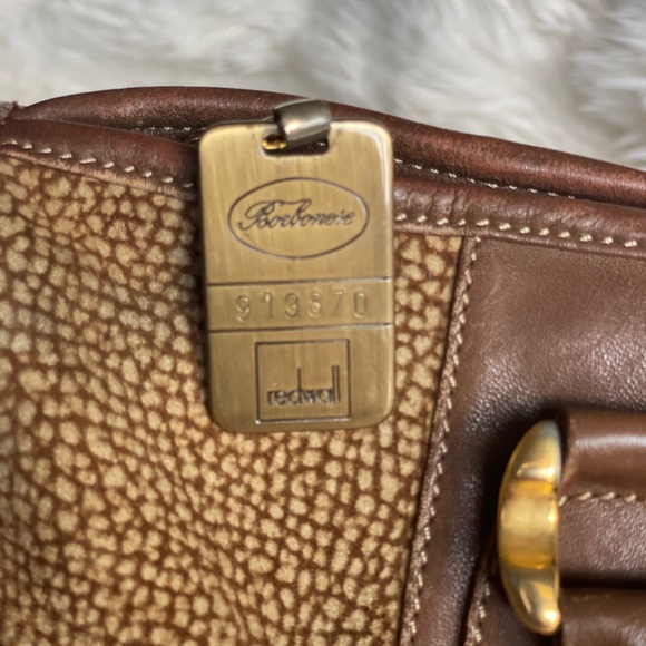 Borbonese Redwall Italy Leather Tote | Partridge Eye Textured | Brass | Vintage - Picture 6 of 13